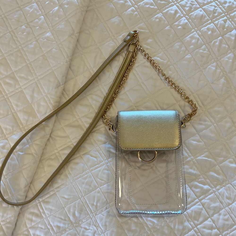 Clear plastic cross body Gold